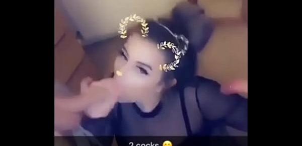  Teen girl cheats on boyfriend with two random cocks in mmf  threesome